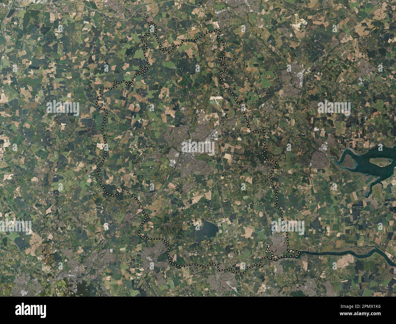 Chelmsford, non metropolitan district of England - Great Britain. High resolution satellite map Stock Photo