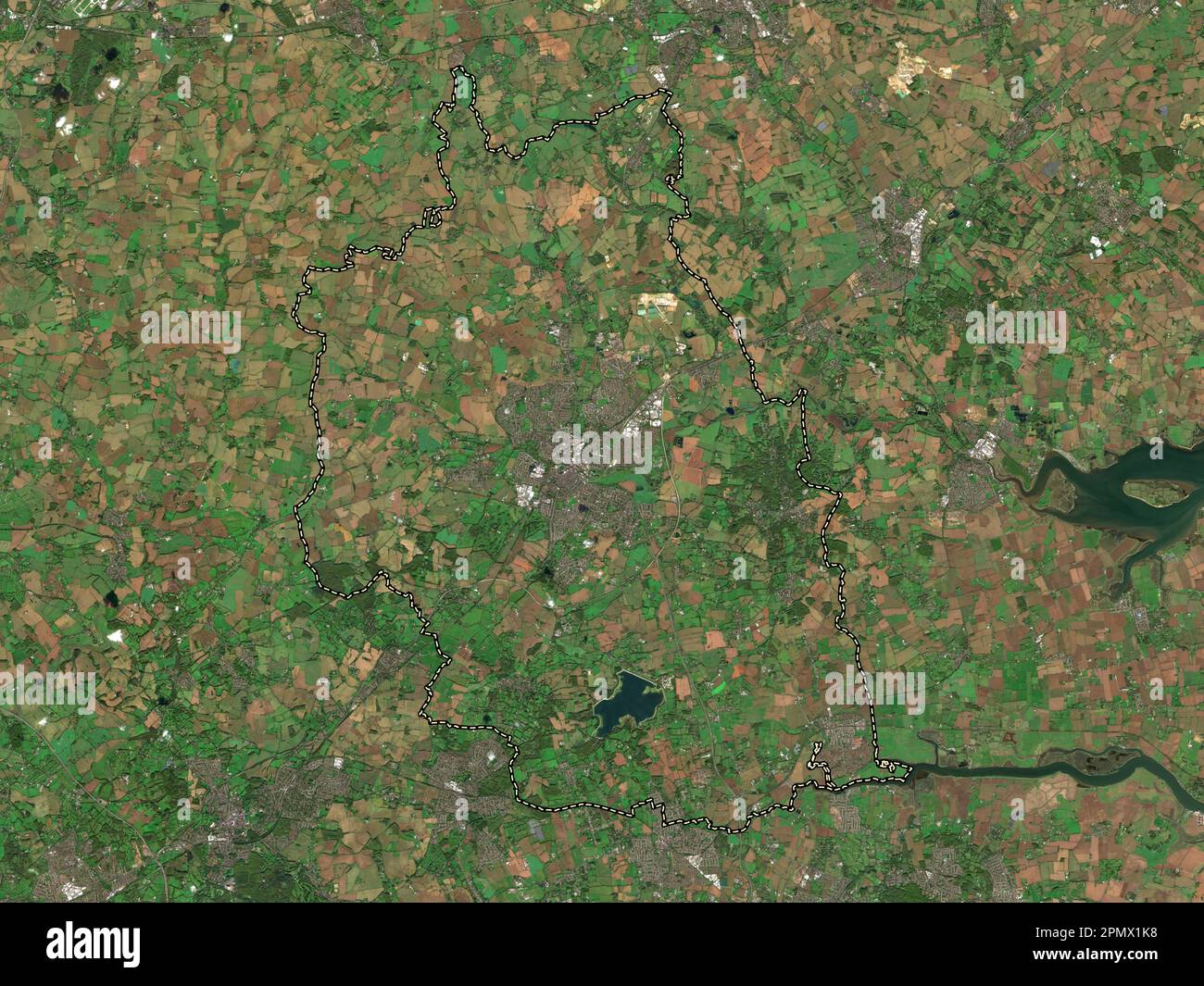Chelmsford, non metropolitan district of England - Great Britain. Low resolution satellite map Stock Photo