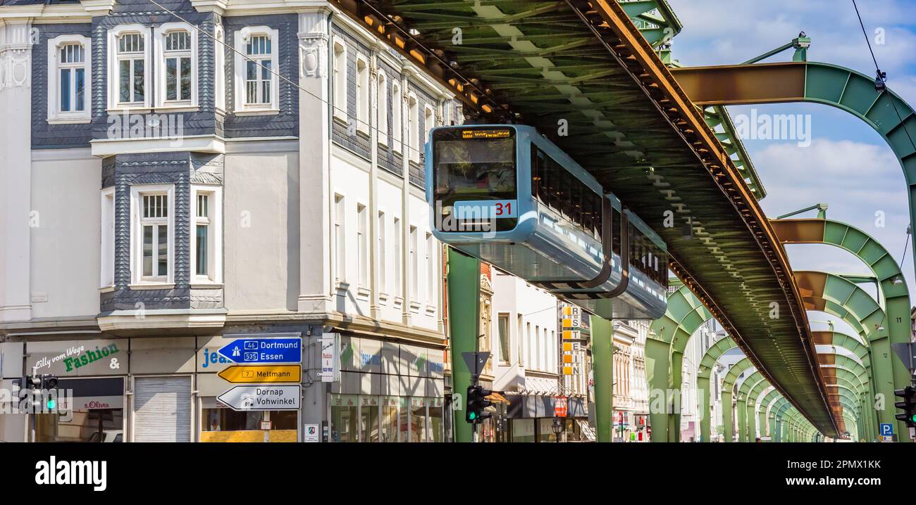 Panorama of the historic monorail train in the Vohwinkel part of Wuppertal, Germany Stock Photo