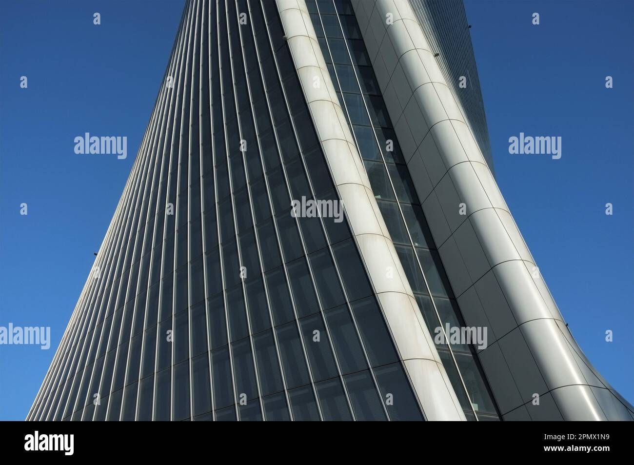 Mid section of the Generali Tower skyscraper in Milan, Italy. Stock Photo
