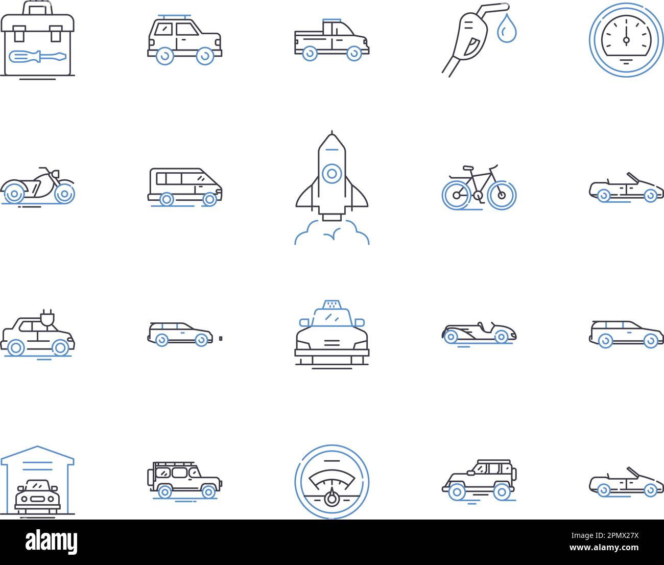Transport service outline icons collection. Transportation, Shipping, Delivery, Courier, Logistics, Freight, Moving vector and illustration concept Stock Vector