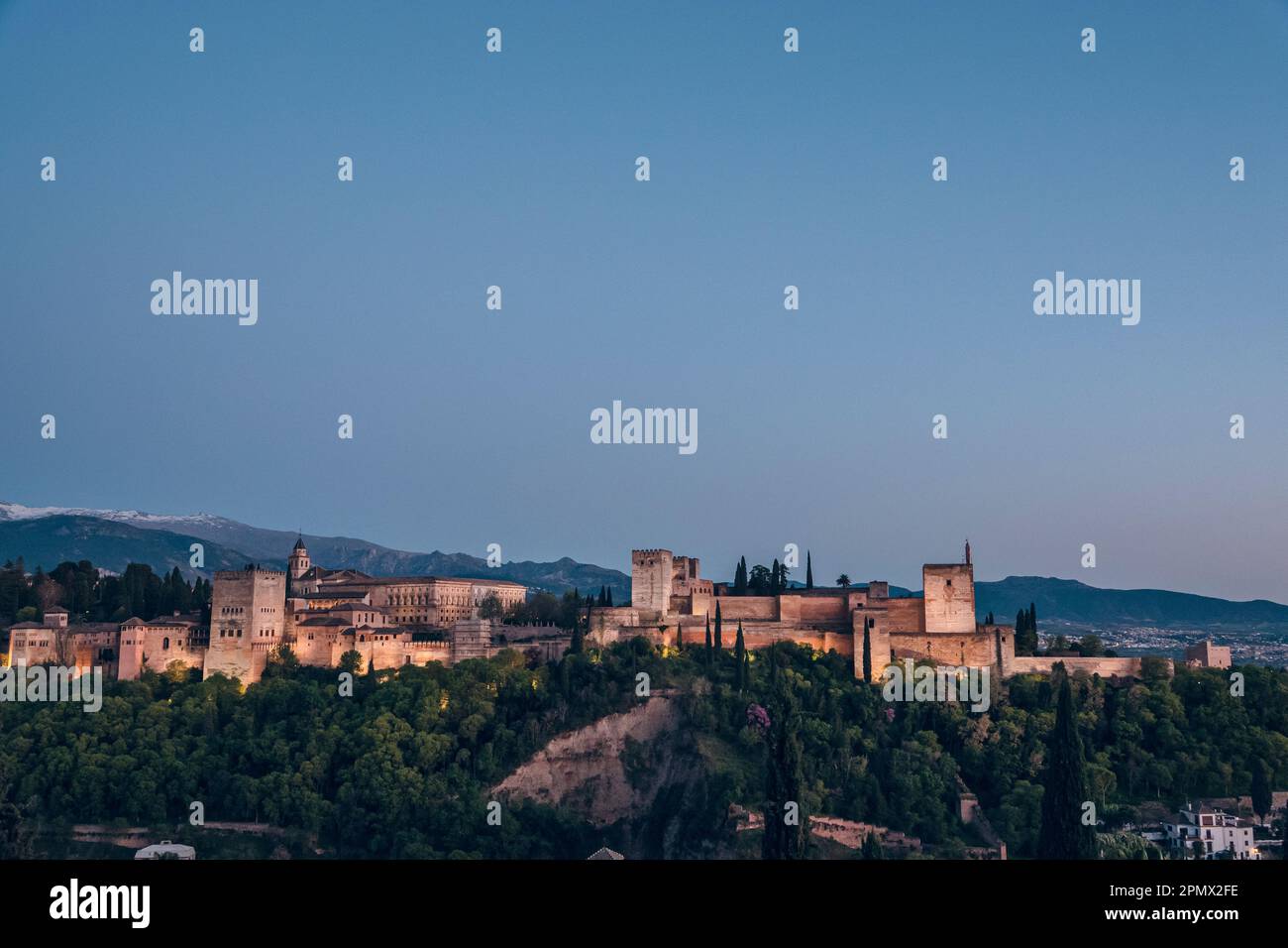 Photography of the Alhambra at night illuminated Stock Photo Alamy