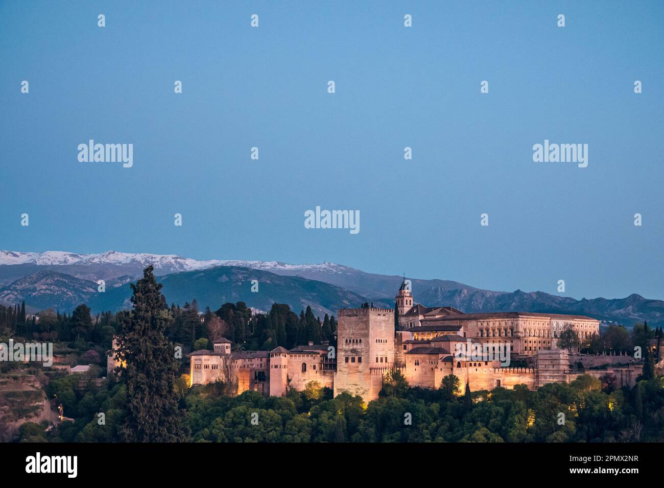 Photography of the Alhambra at night illuminated Stock Photo Alamy