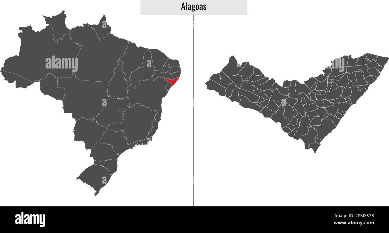 Map Of Alagoas State Of Brazil And Location On Brazilian Map 2PMX37B 