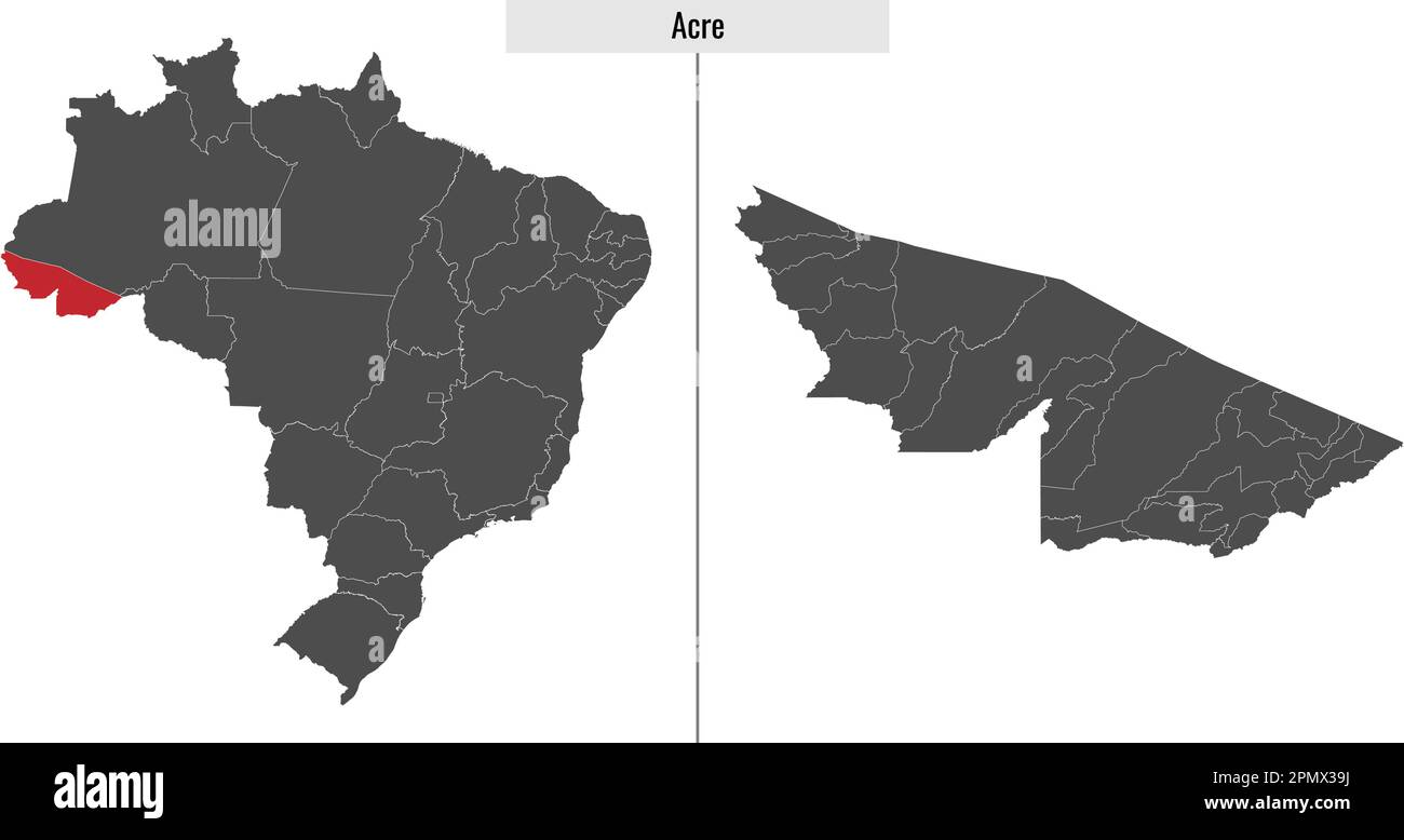 Map Of Acre State Of Brazil And Location On Brazilian Map 2PMX39J 