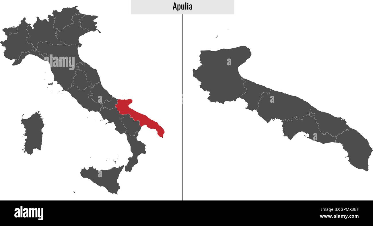 Map Of Apulia Province Of Italy And Location On Italian Map Stock   Map Of Apulia Province Of Italy And Location On Italian Map 2PMX3BF 