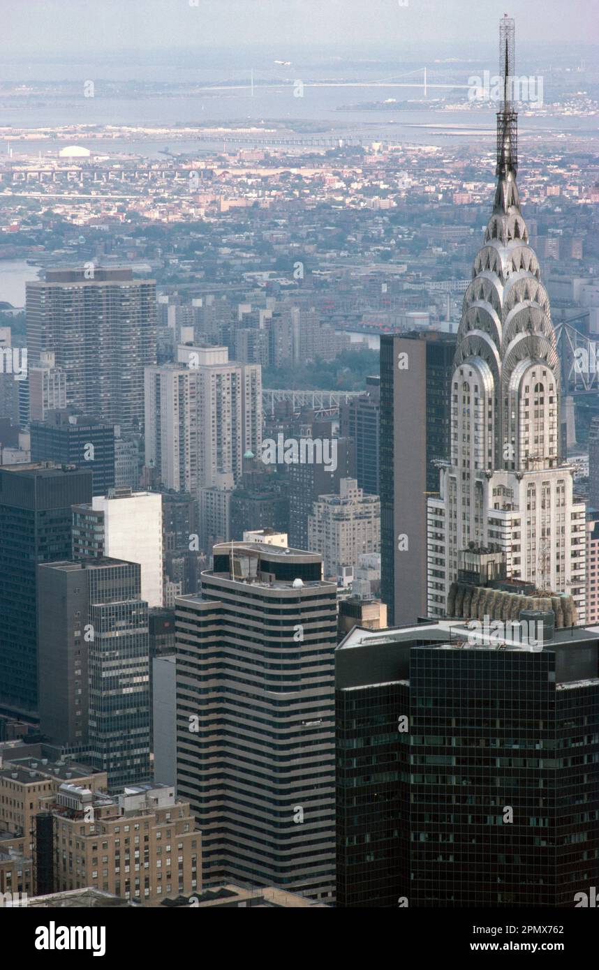 New York USA Manhattan Chrysler Building  Worlds Tallest Brick Building with Metal Framework Skyline Stock Photo