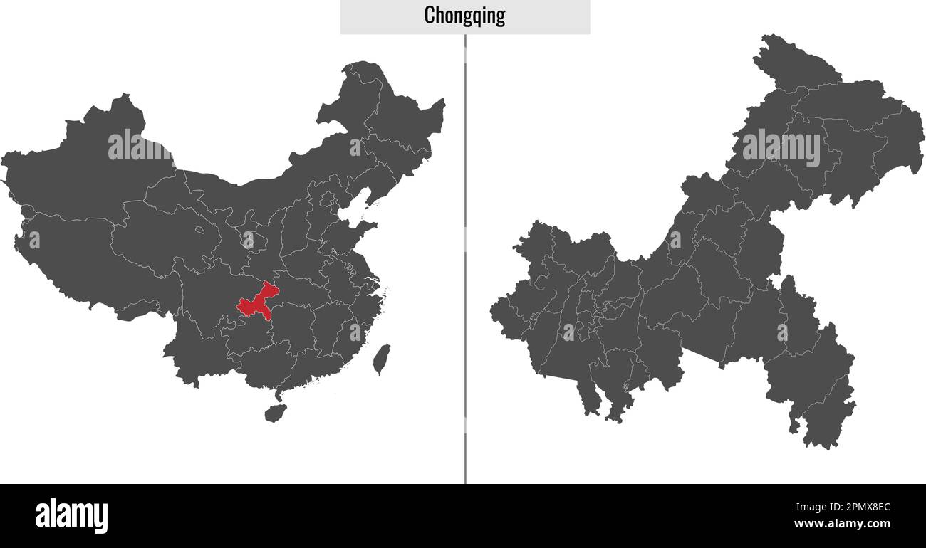 map of Chongqing province of China and location on Chinese map Stock Vector Image & Art Alamy