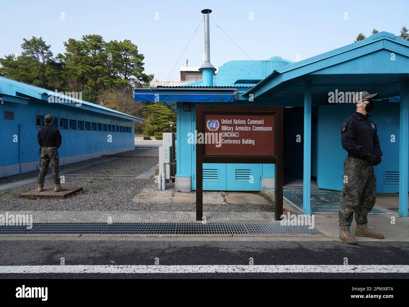 Joint Security Area, South Korea. 15th Apr, 2023. US Army soldiers stand in the Joint Security