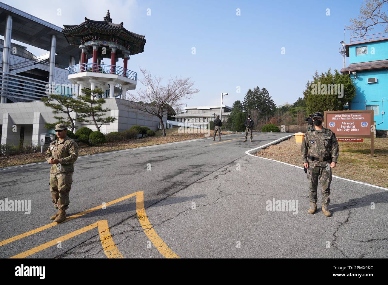Joint Security Area, South Korea. 15th Apr, 2023. US Army soldiers stand in the Joint Security