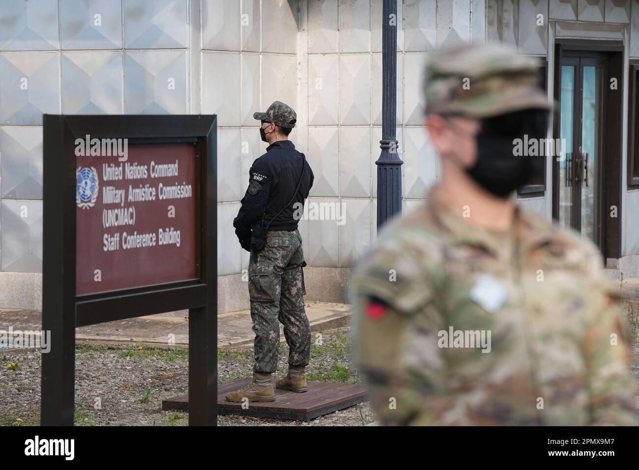 Joint Security Area, South Korea. 15th Apr, 2023. US Army soldiers stand in the Joint Security