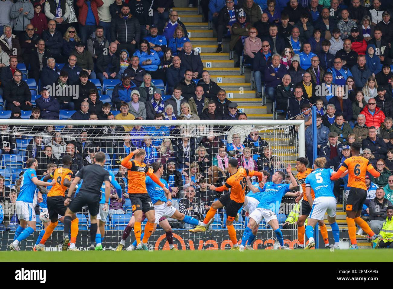 Eastleigh forward Kairo Mitchell (18) scores a GOAL 01 during the National League match between