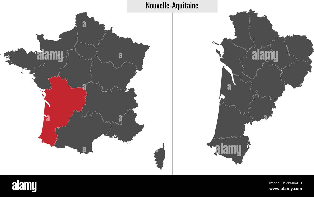 map of NouvelleAquitaine region of France and location on French map