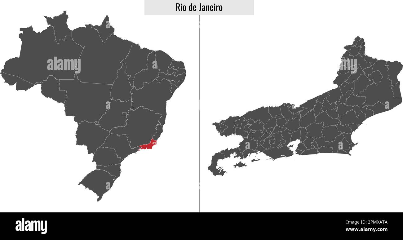 map of Rio de Janeiro state of Brazil and location on Brazilian map Stock Vector Image & Art Alamy