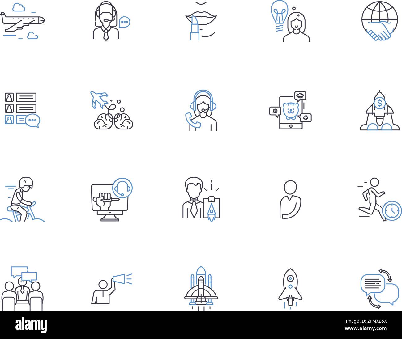 Adventure and outdoor activities outline icons collection. Hiking