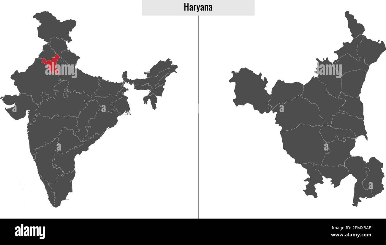 map of Haryana state of India and location on Indian map Stock Vector