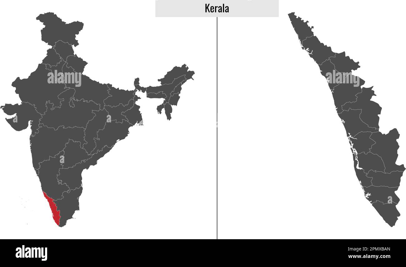 map of Kerala state of India and location on Indian map Stock Vector Image & Art Alamy