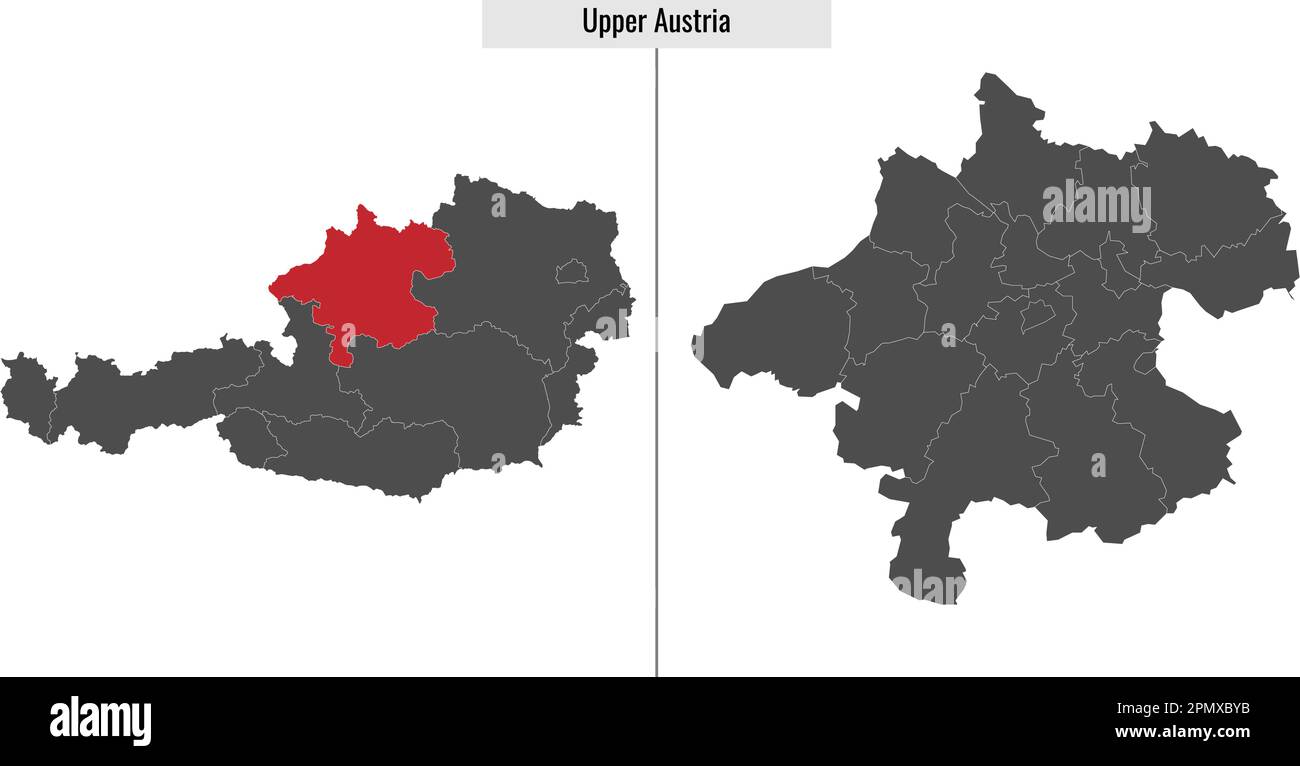 map of Upper Austria state of Austria and location on Austrian map