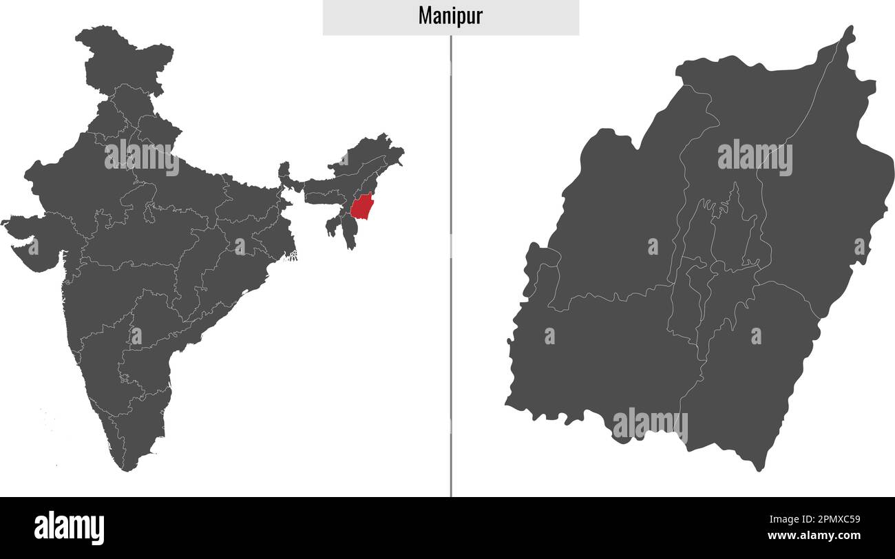 map of Manipur state of India and location on Indian map Stock Vector ...