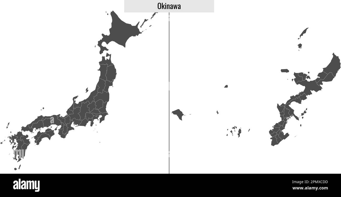 map of Okinawa prefecture of Japan and location on Japanese map Stock ...