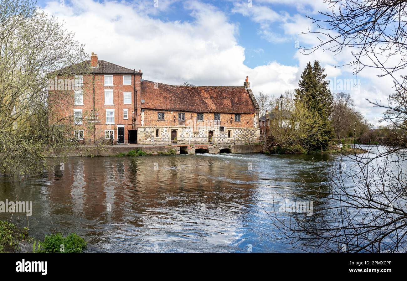 The Old Mill at Harnham on the River Avon near Salisbury, Wiltshire, UK on 15 April 2023 Stock Photo