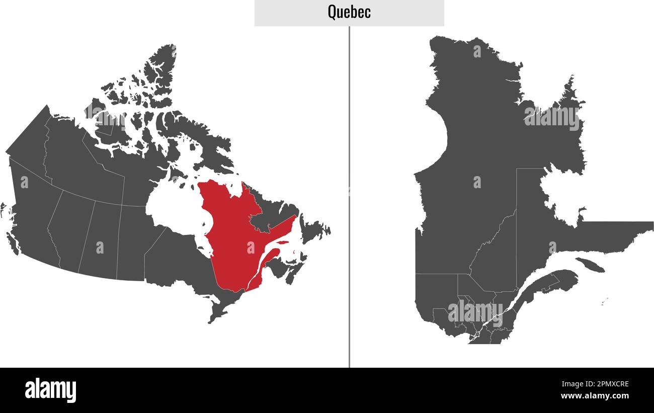 map of Quebec province of Canada and location on Canadian map Stock ...