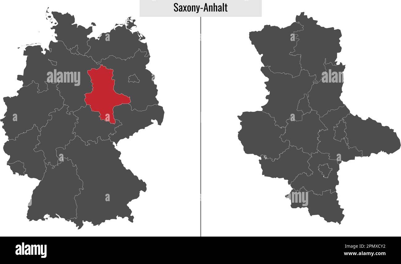 map of Saxony-Anhalt state of Germany and location on German map Stock Vector