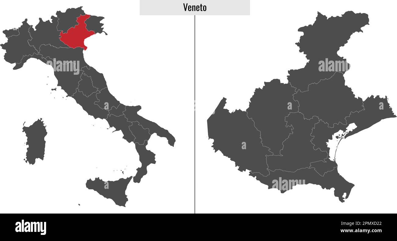 Map Of Veneto Province Of Italy And Location On Italian Map Stock Map Of Veneto Province Of Italy And Location On Italian Map 2PMXD22 