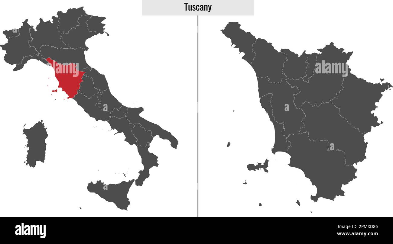 map of Tuscany province of Italy and location on Italian map Stock Vector Image & Art Alamy