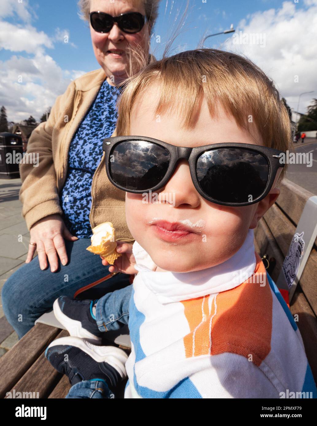 Cumbria, UK. 15th Apr, 2023. 15th April  2023 .UK Cumbria Weather Sunny afternoon at Bowness Bay on Lake Windermere brings out the tourists for boat trips & ice creams  Credit: Gordon Shoosmith/ Live News Credit: Gordon Shoosmith/Alamy Live News Stock Photo
