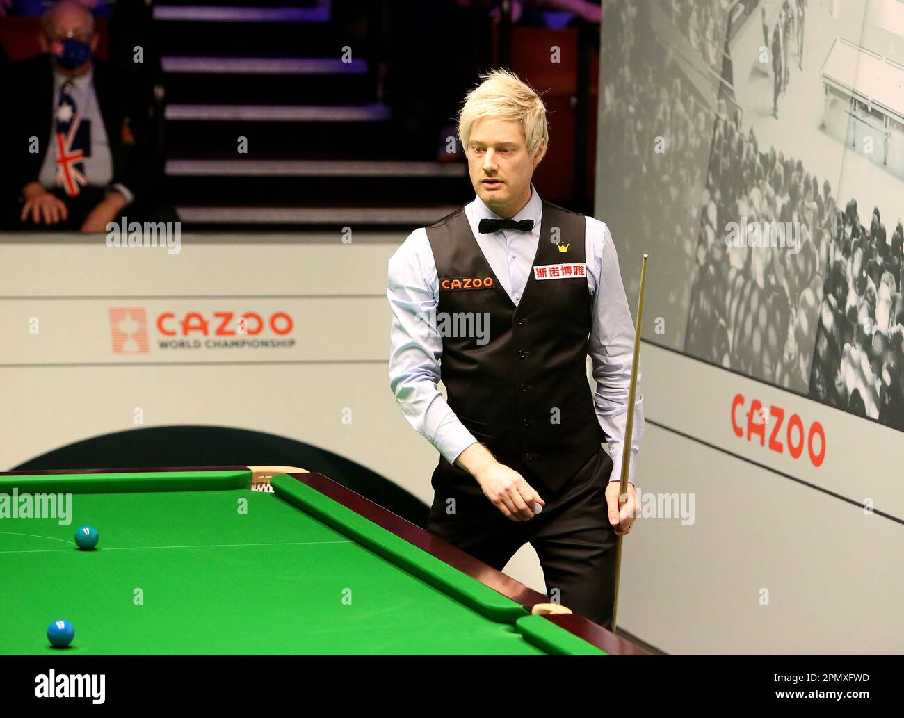 15th April 2023; The Crucible, Sheffield, England 2023 Cazoo World Snooker Championship, Day 1; Neil Robertson in play verses Wu Yize Stock Photo