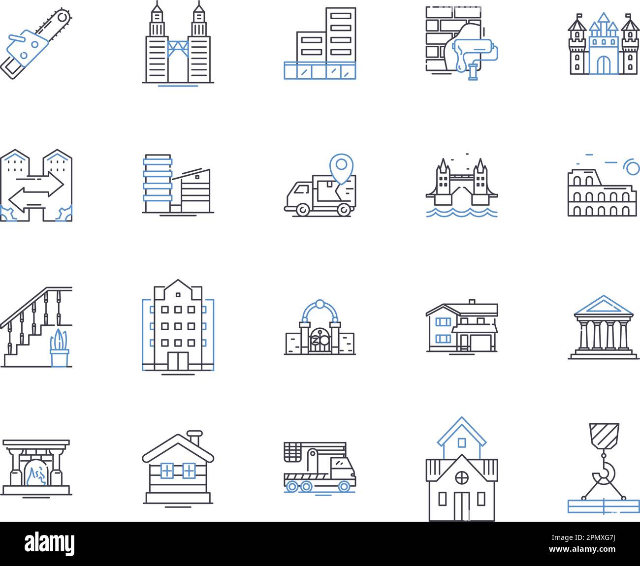 Real Estate Technology outline icons collection. Realty, Technological ...