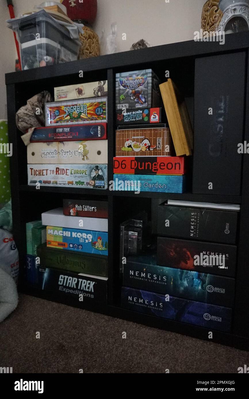 Ikea Kallax storage solution for board game collection Stock Photo Alamy