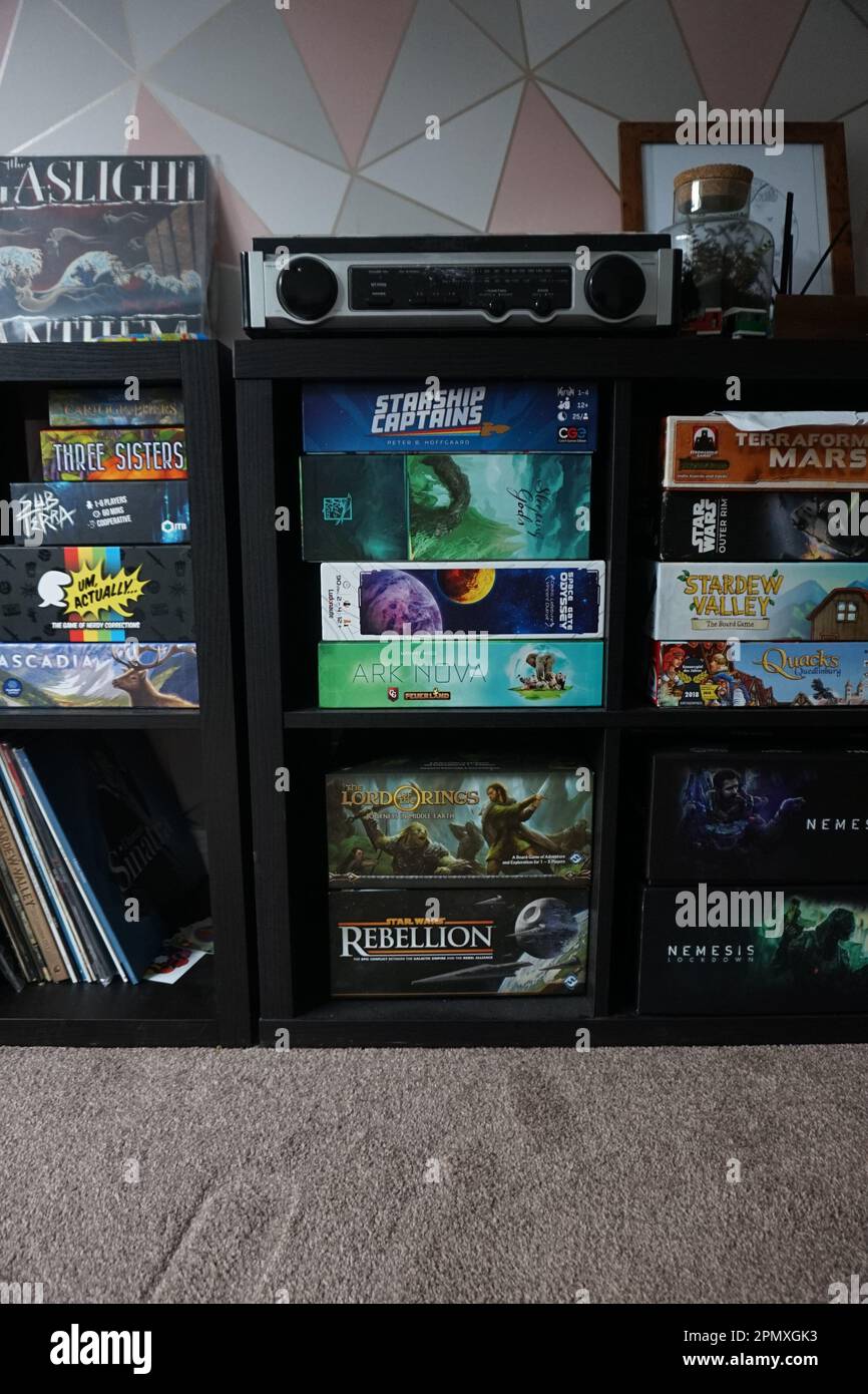 Ikea Kallax storage solution for board game collection Stock Photo Alamy