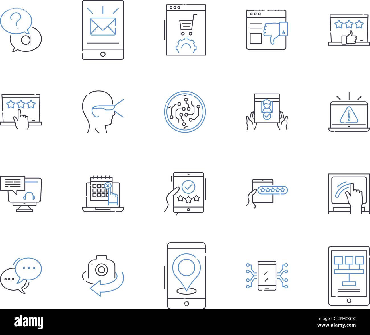 machine learning outline icons collection. machine, learning, AI, neural, networks, algorithm, data vector and illustration concept set. prediction Stock Vector