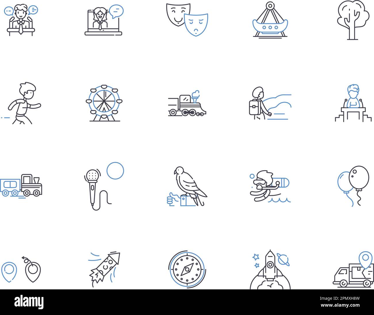 Budget travel outline icons collection. Cheap, Budget, Affordable, Frugal, Economic, Thrifty, Low-cost vector and illustration concept set. Discounted Stock Vector