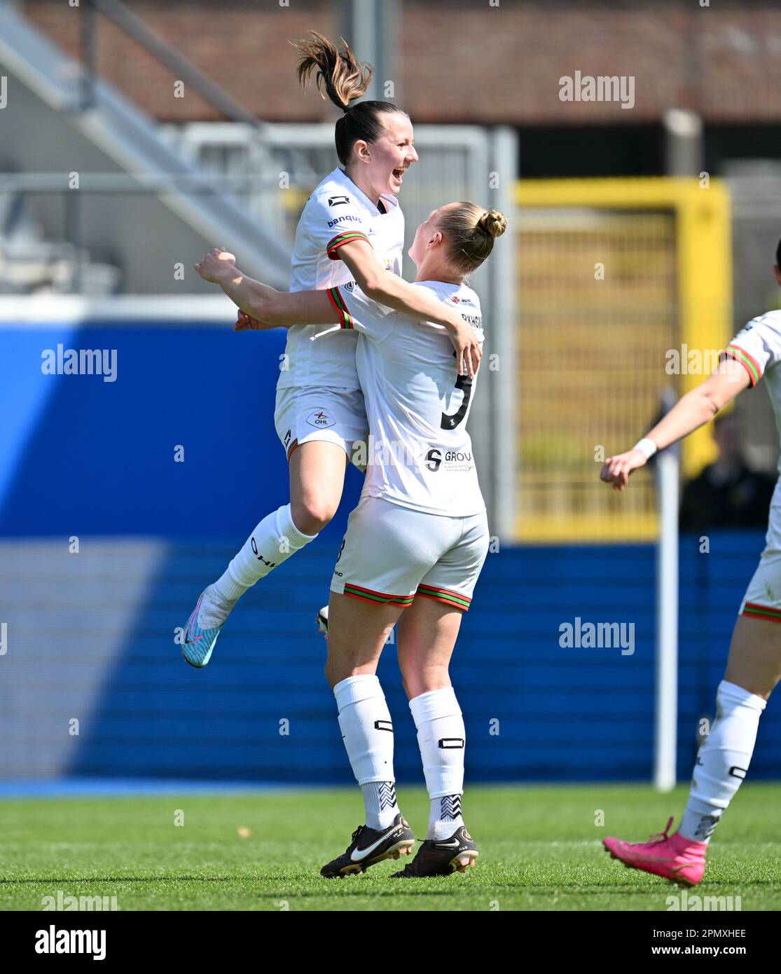 Ella Van Kerkhoven (3) of OHL pictured celebrating with teammates after