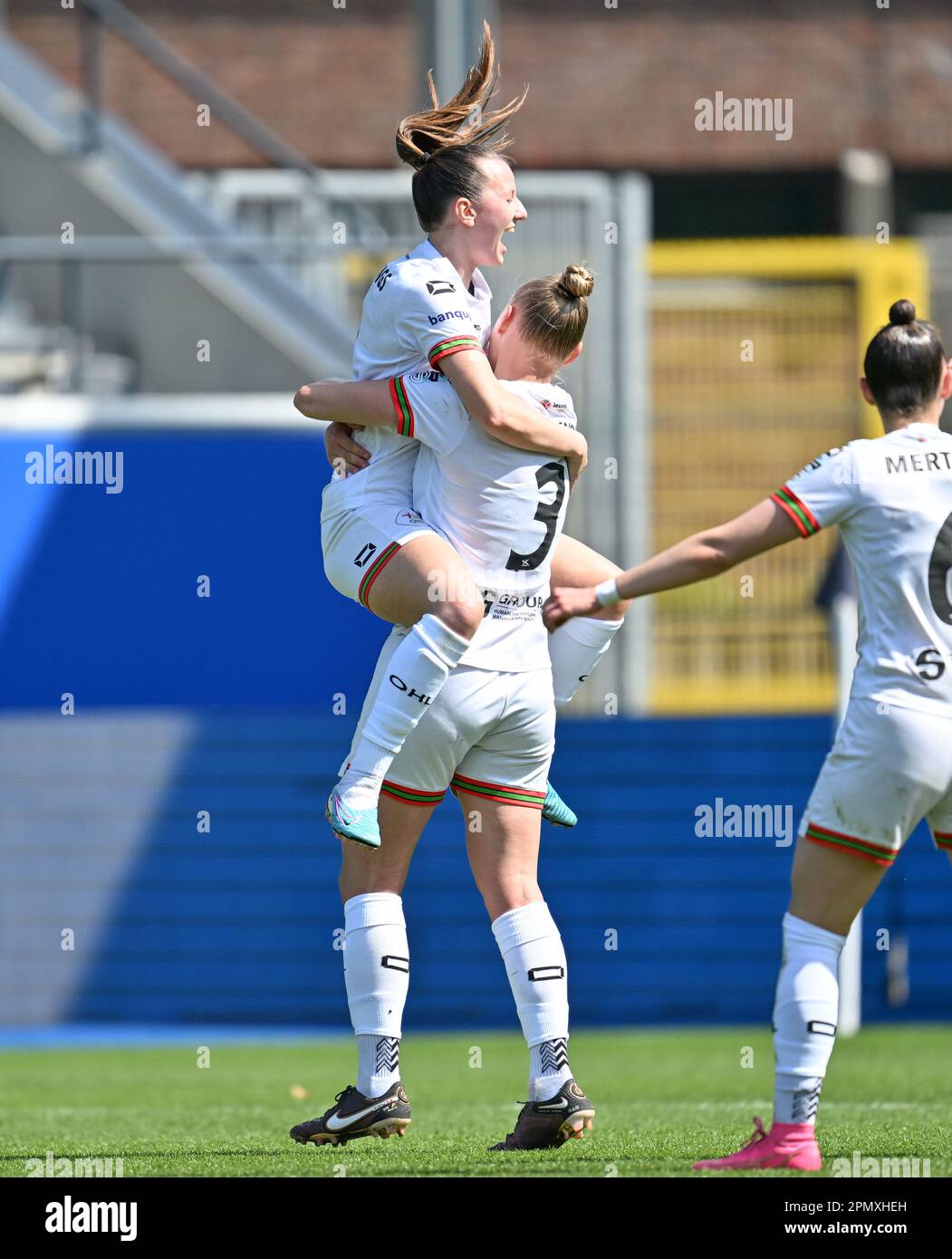 Ella Van Kerkhoven (3) of OHL pictured celebrating with teammates after