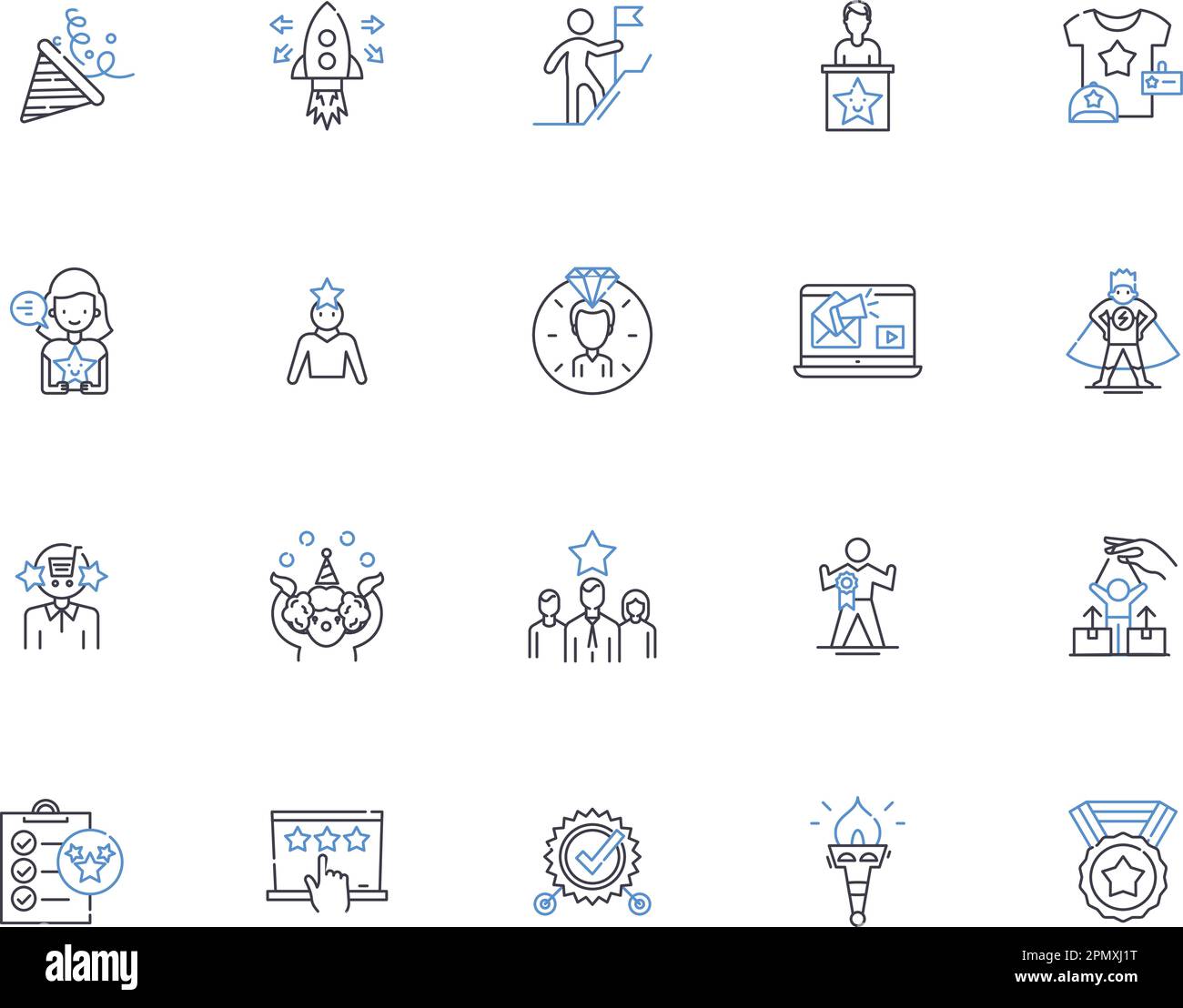 Success outline icons collection. Achievement, Fulfillment, Accomplishment, Victory, Triumph, Excellence, Outcome vector and illustration concept set Stock Vector