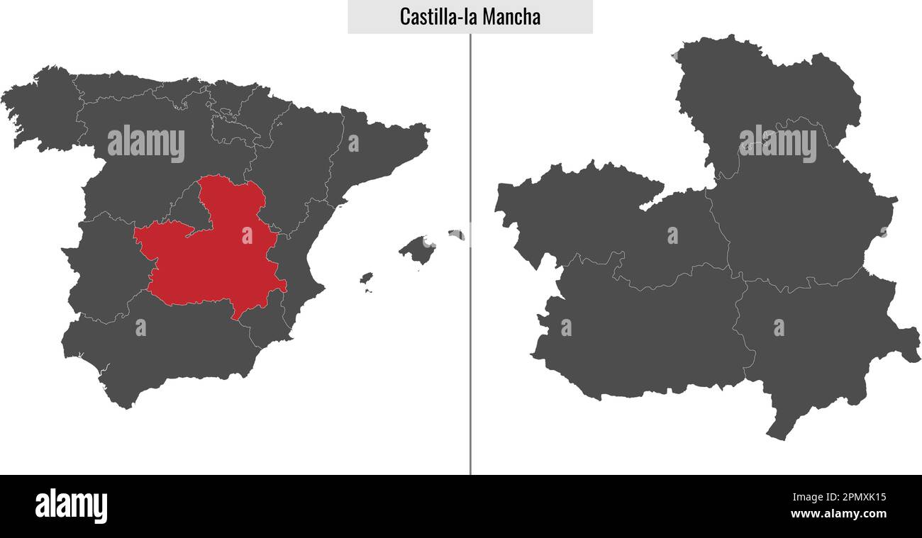 map of CastillaLa Mancha autonomous community of Spain and location on