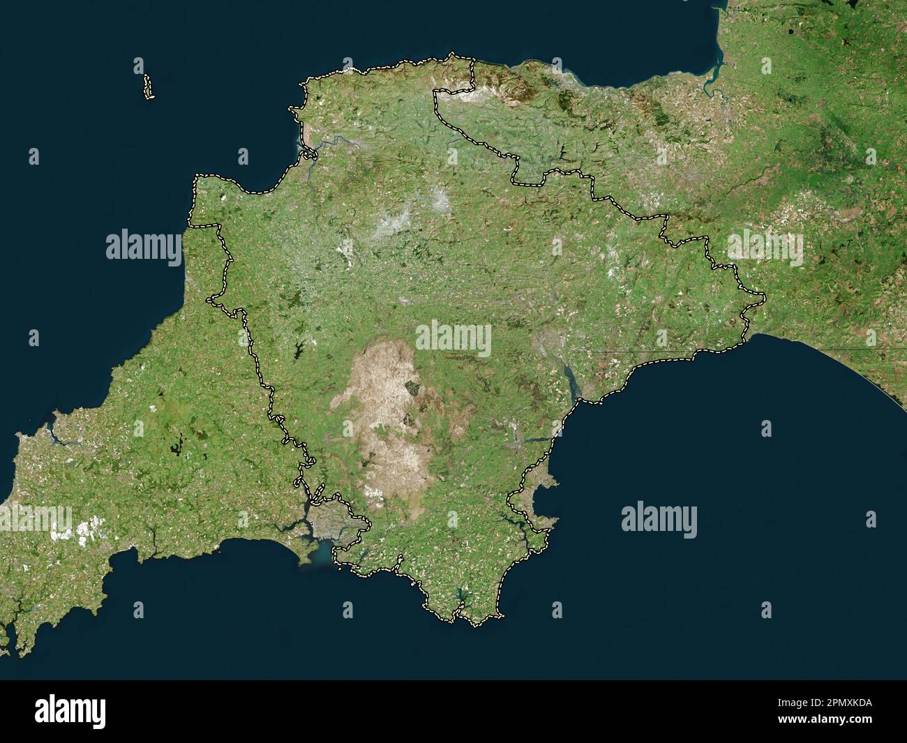 Devon, administrative county of England Great Britain. High resolution satellite map Stock