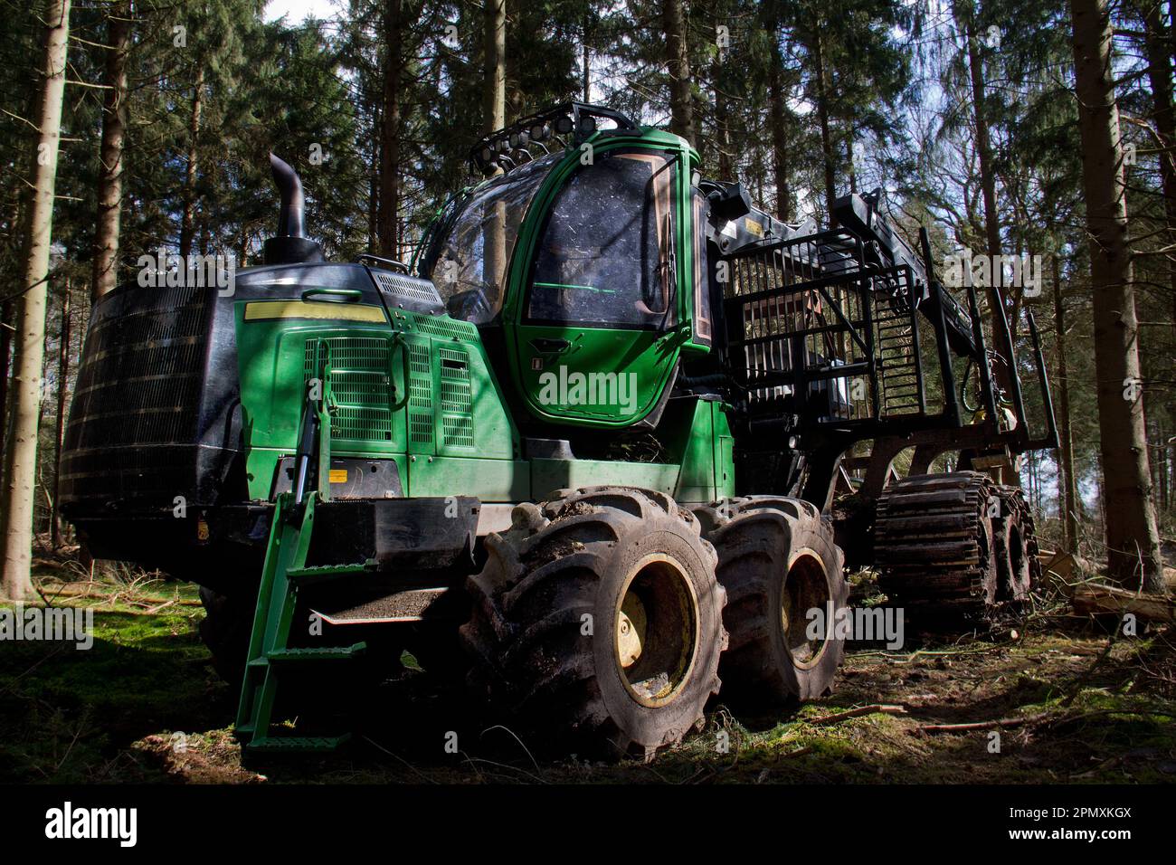 Heavy equipment, used in the extraction of wood in the forest Stock Photo