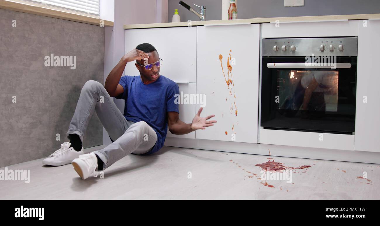 Messy Kitchen Food Spill Accident And Mess Stock Photo Alamy