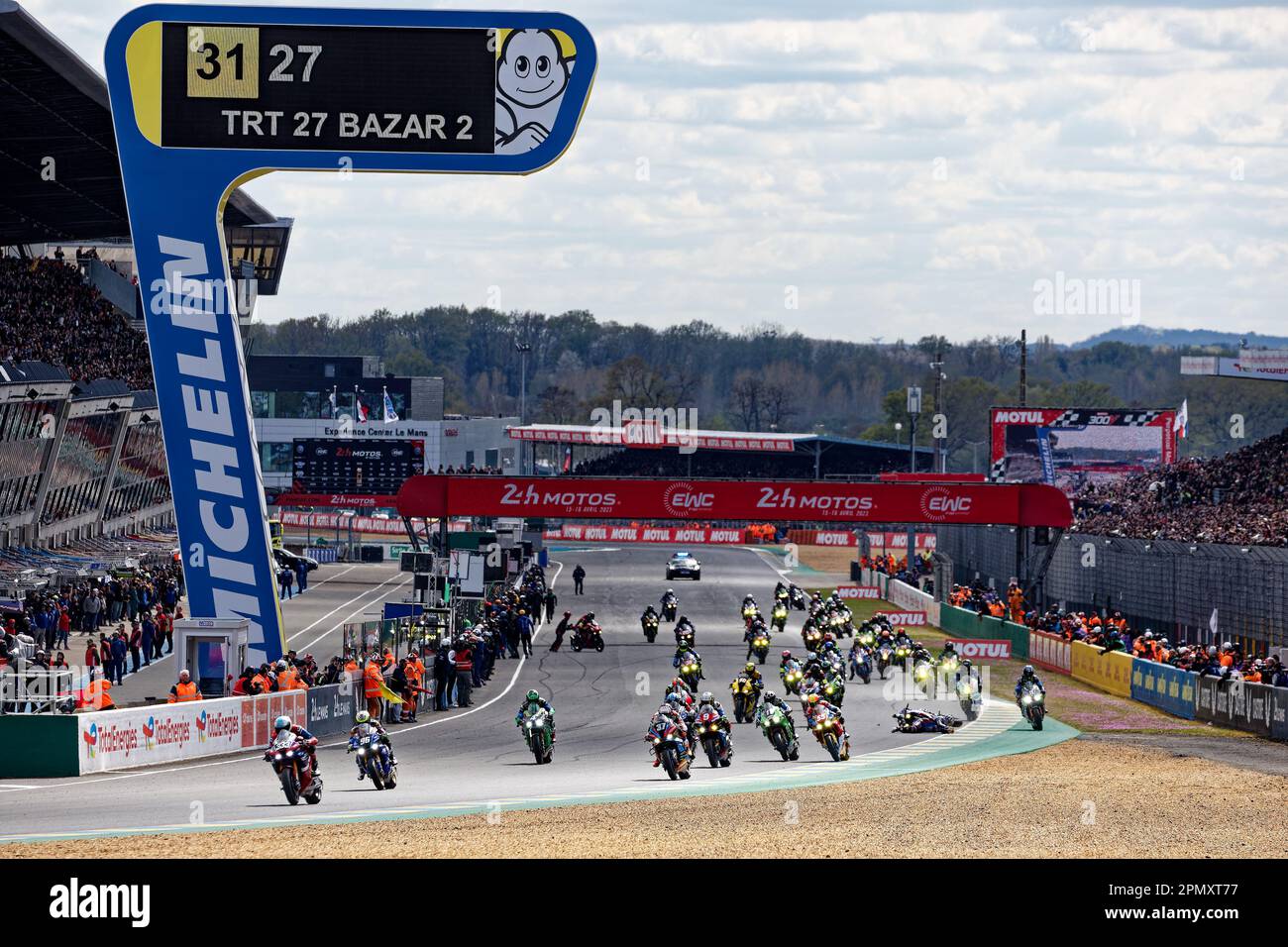 Le Mans, France. 15th Apr, 2023. during the 2023 24 Heures Moto, 1st round  of the FIM Endurance World Championship, on the Circuit Bugatti from April  13 to 16, in Le Mans,