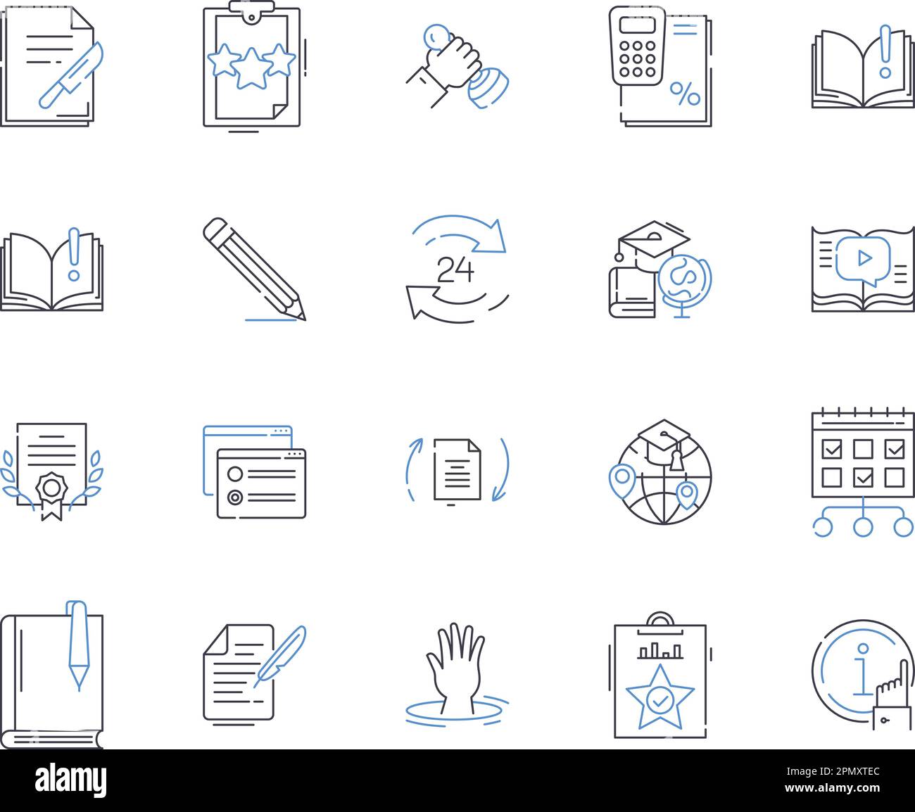 Educational tools outline icons collection. School, Teacher, Learning ...