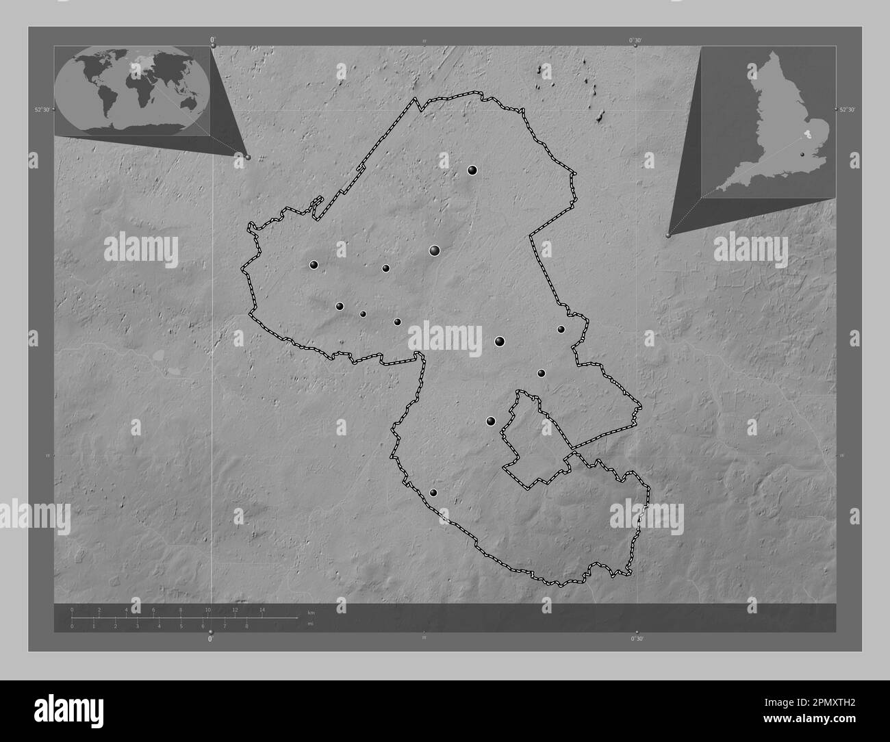 East Cambridgeshire Non Metropolitan District Of England Great Britain Grayscale Elevation 1120