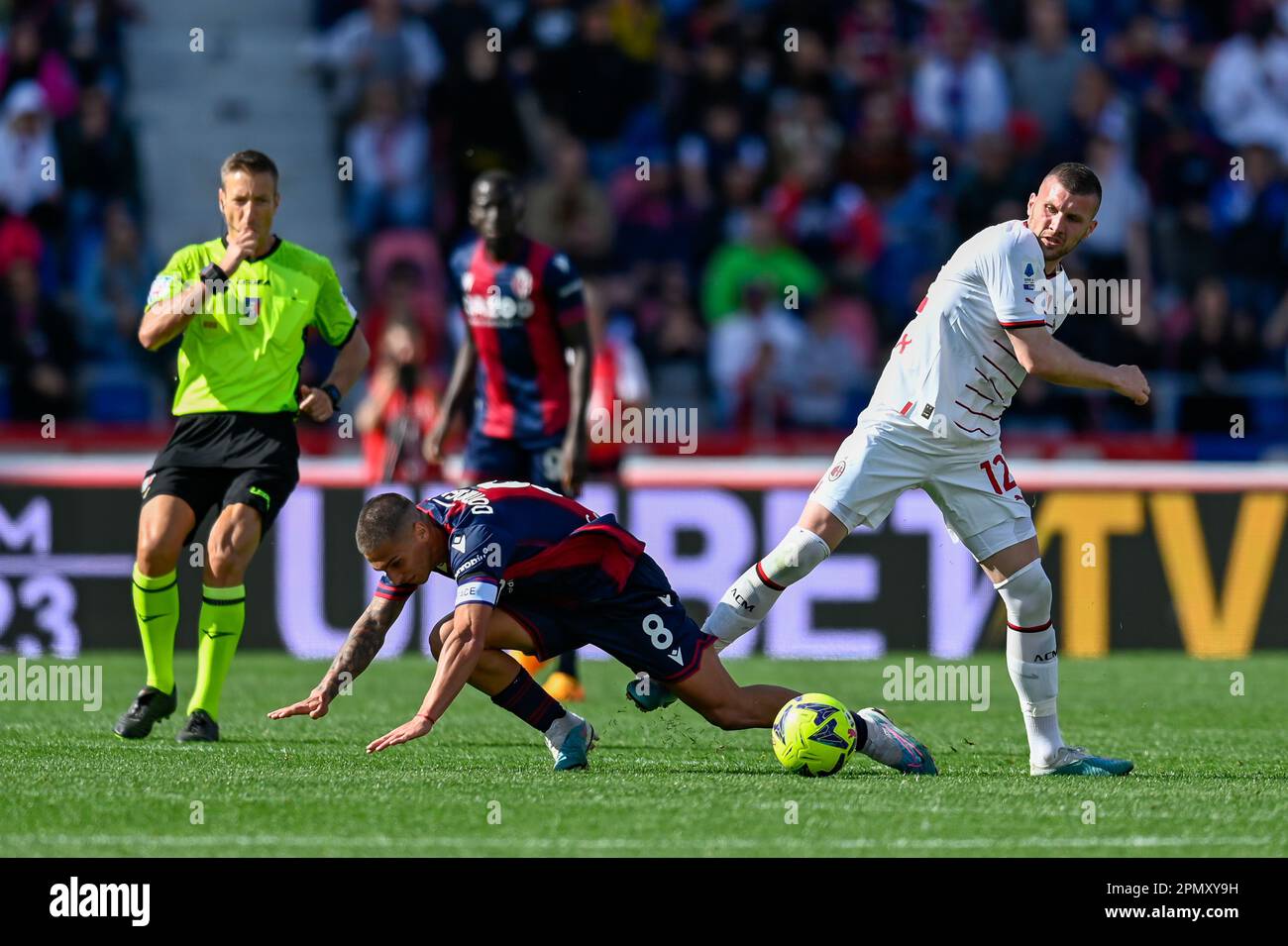 Bologna, Italy. 15th Apr, 2023. foul of Bologna's Nicolas Dominguez by