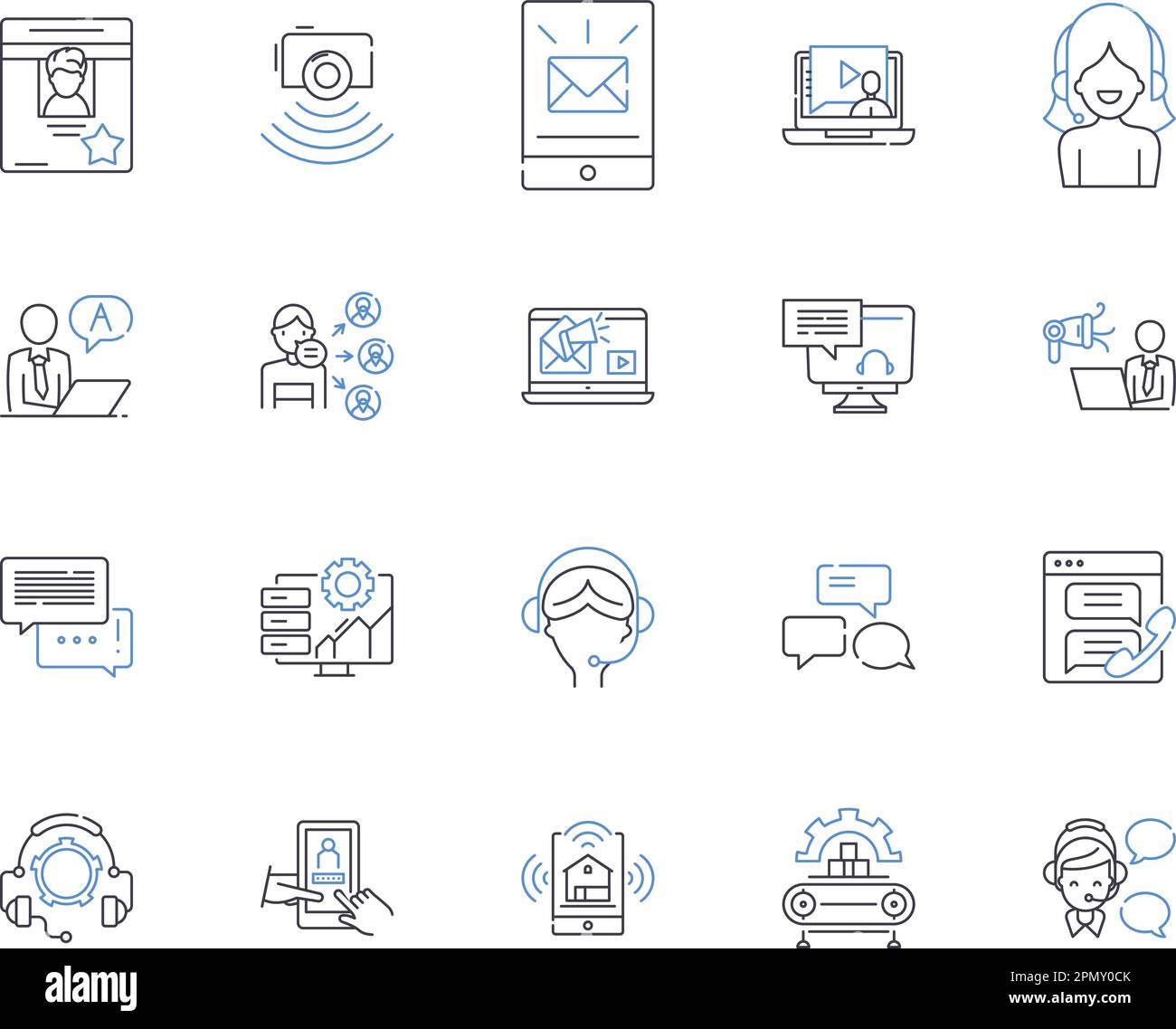 Audio devices outline icons collection. Speakers, Microphones ...