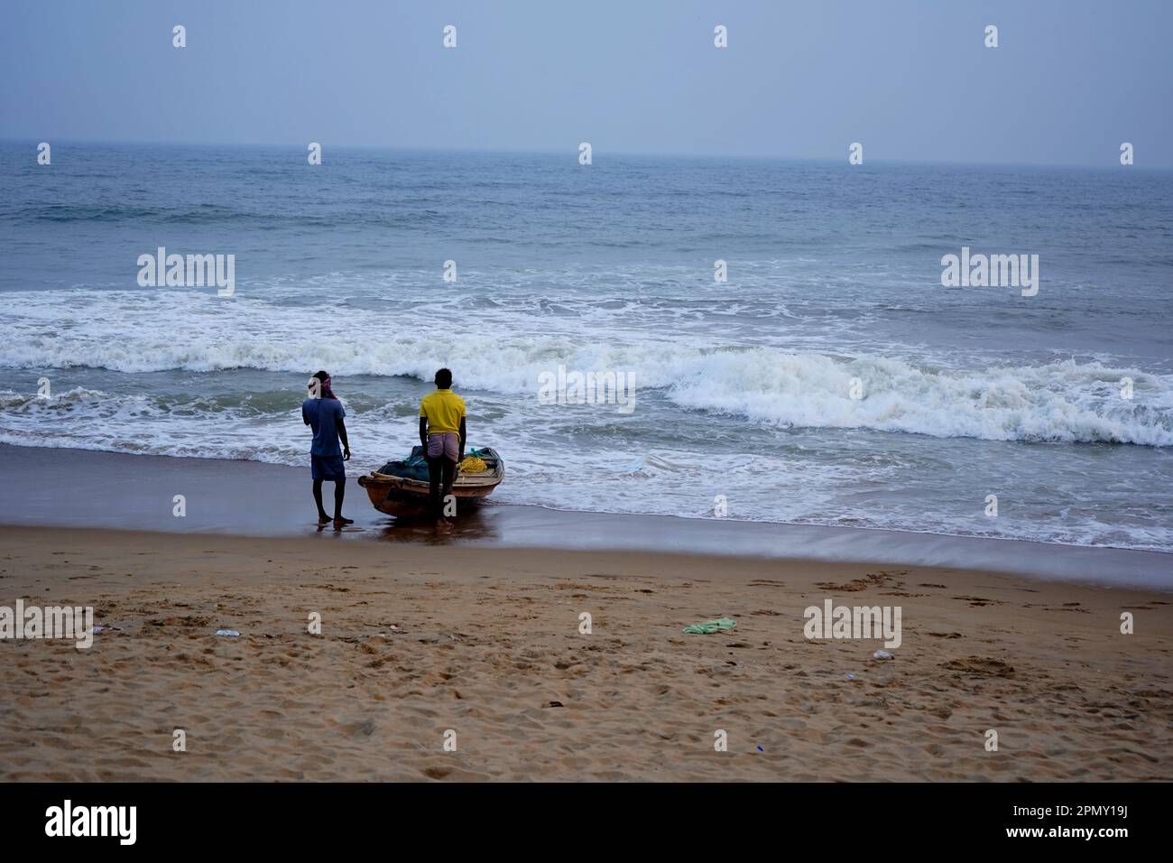 There are fishing boats in the sea Stock Photo