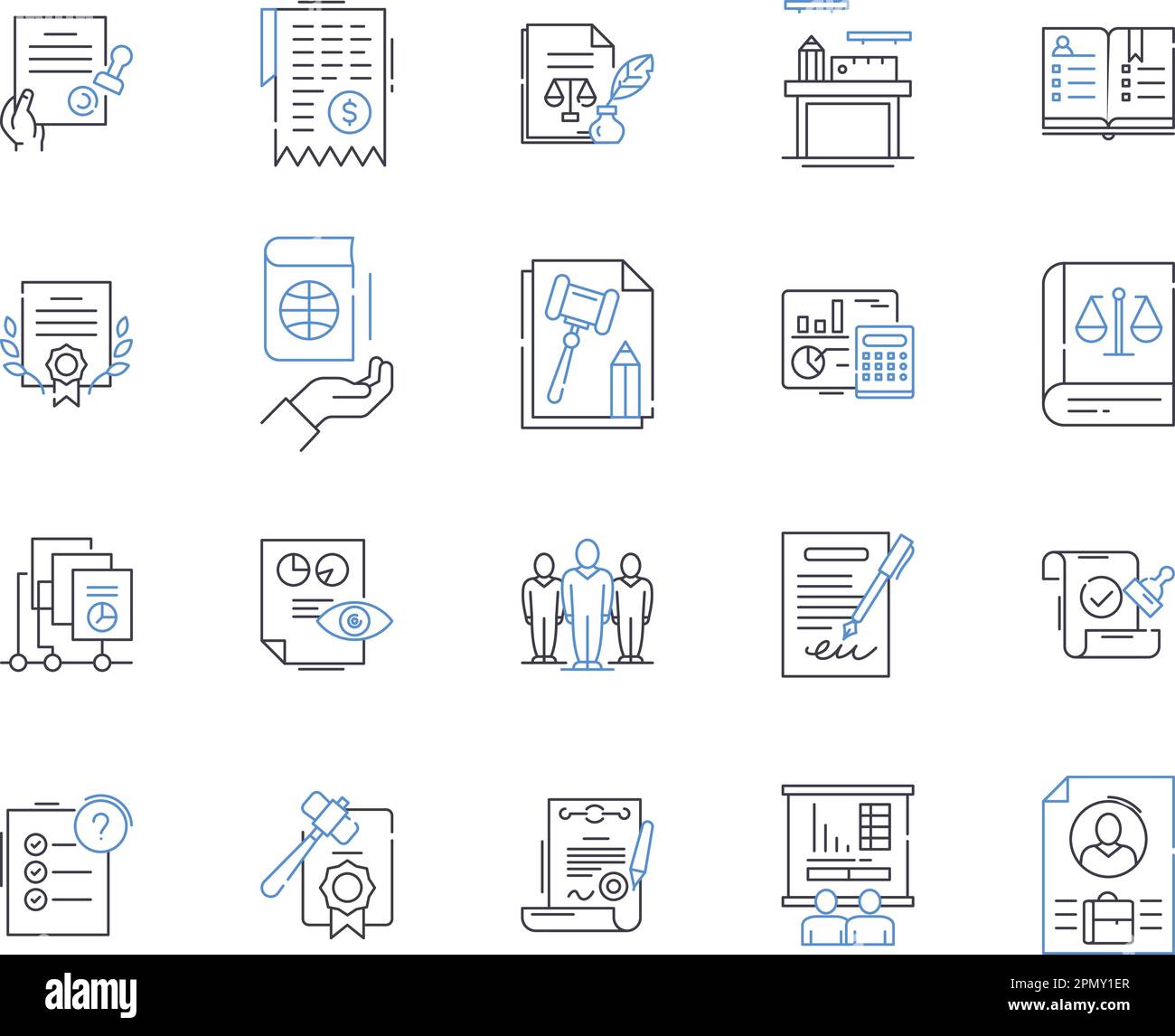 Legal Management Outline Icons Collection Law Management Litigation Compliance Risk 1083